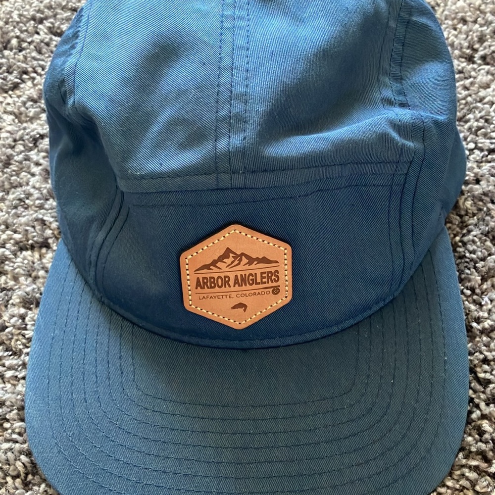 Colorado Fishing Brand: Navy Blue Cotton Snapback Hat with Leather Patch